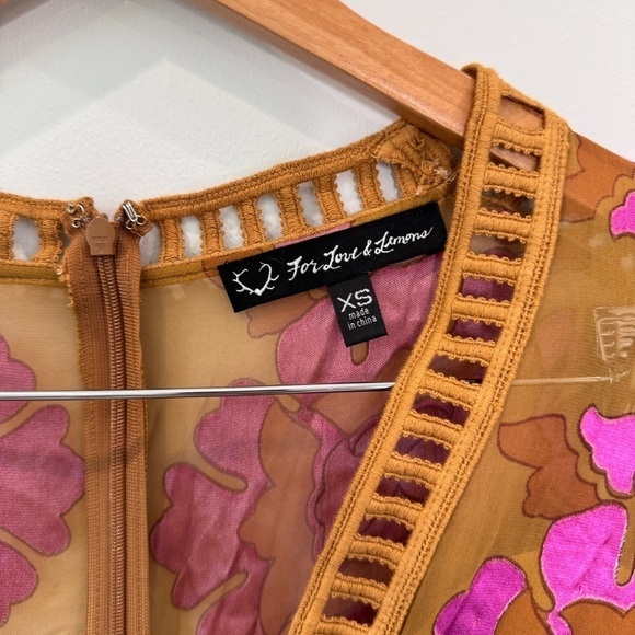 Free People For Love and Lemons Temecula Silk Blend Long Sleeve Maxi Dress (XS) - Picture 11 of 12